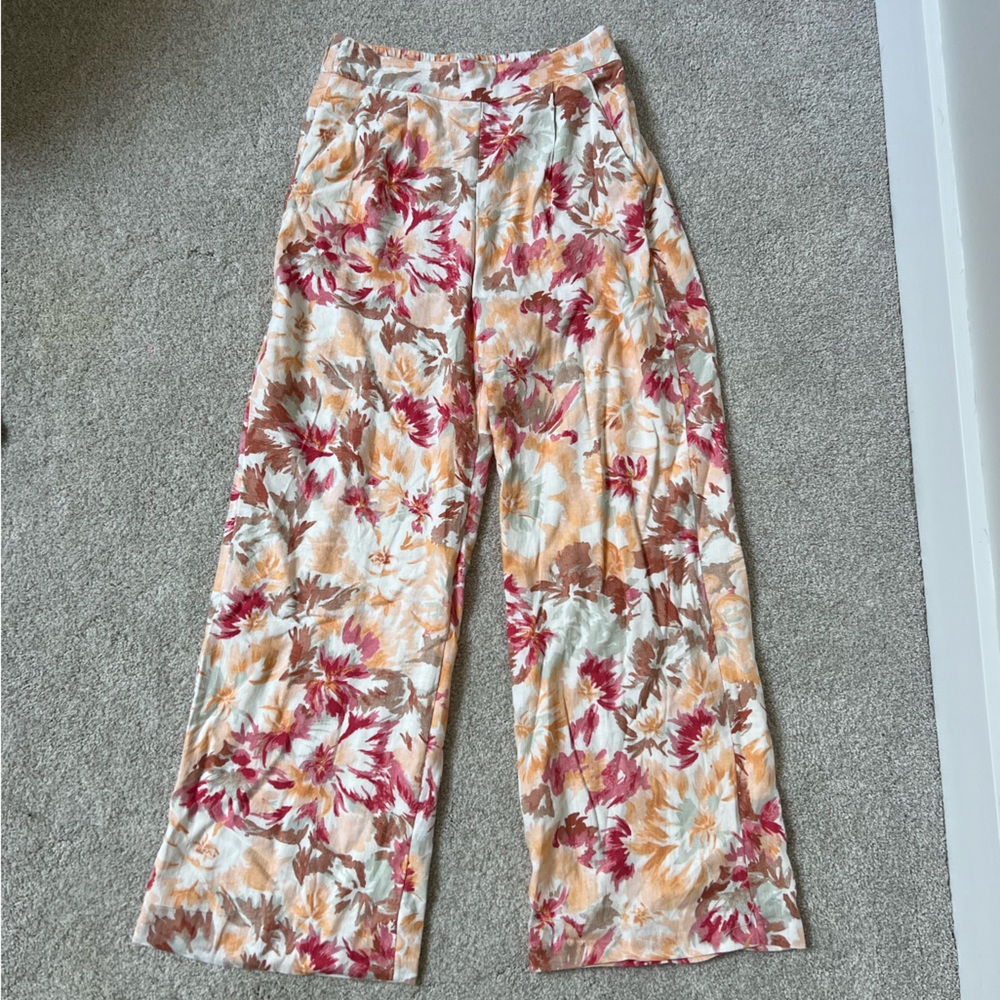 Abercrombie Linen-Blend Pull-On Wide Leg Pant